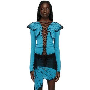 1XBLUE Butterfly Cardigan Size M Womens Blue Sweater SSENSE Exclusive $160